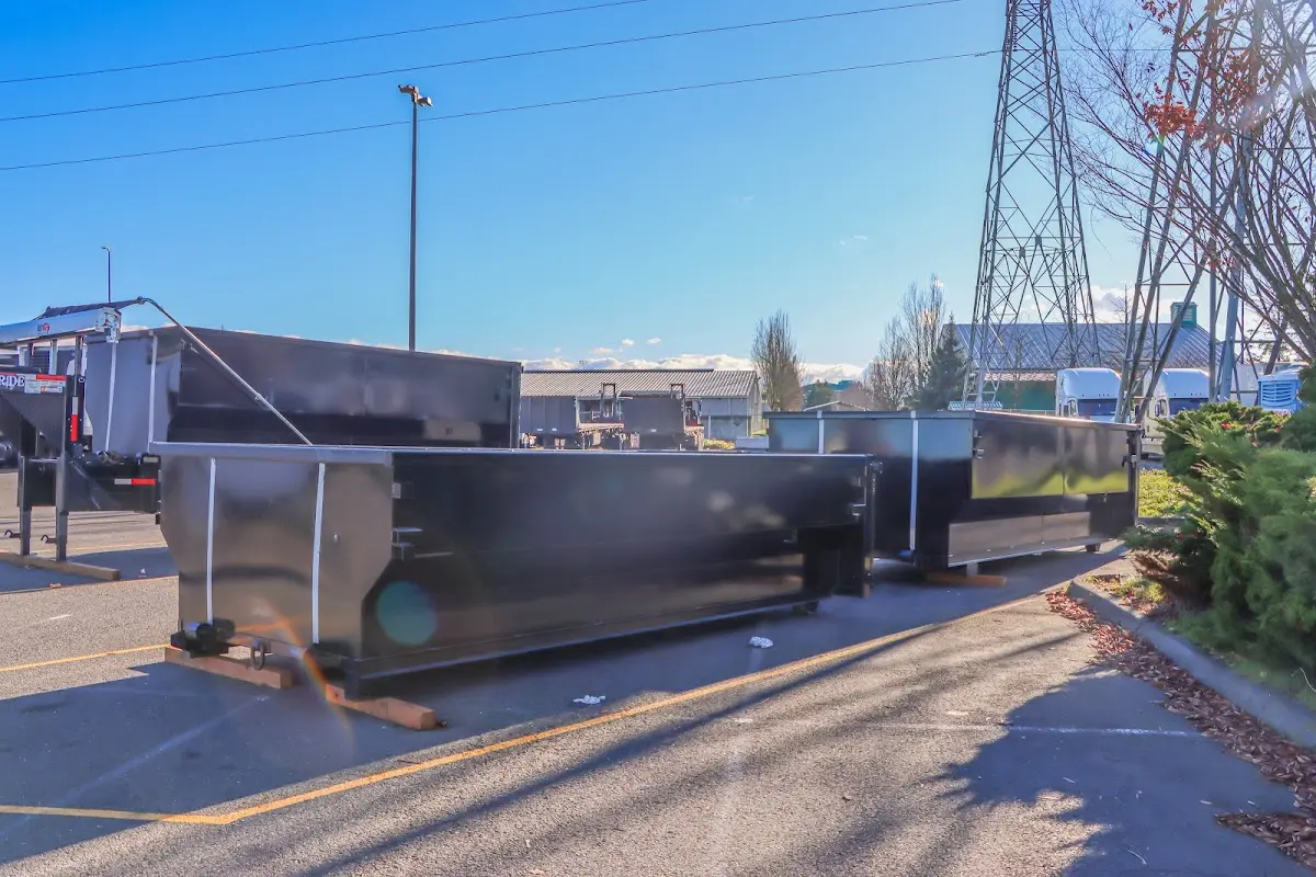 Roll-off dumpster ready for waste disposal at job site for 2 Yard Dumpster Rental in Northport